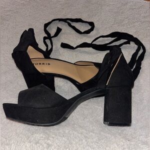 Torrid Black Suede Heels with Ankle Straps